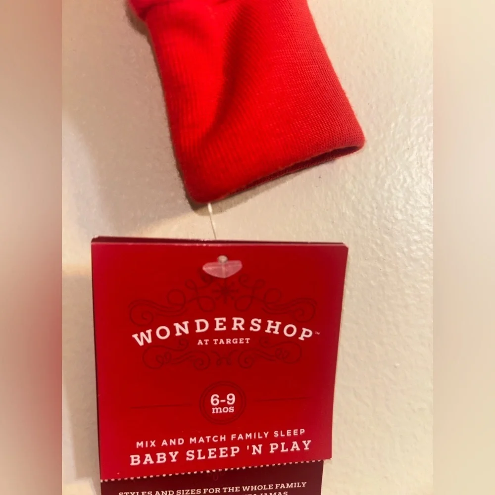 Wondershop 6-9 Months Red White Stripe Long Sleeve Romper